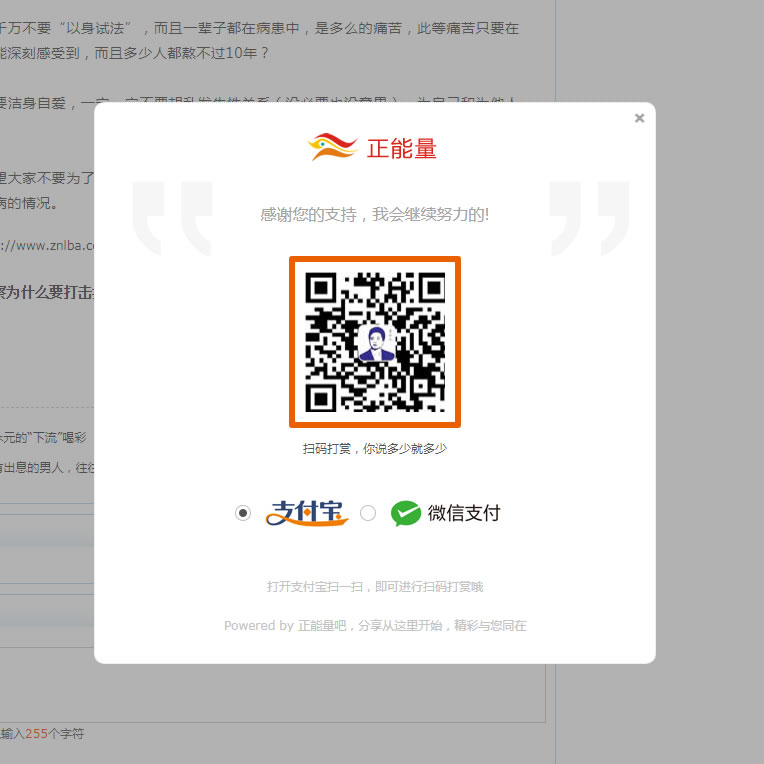 网站文章打赏功能插件源码，支付宝收款+微信二维码扫码赞赏功能